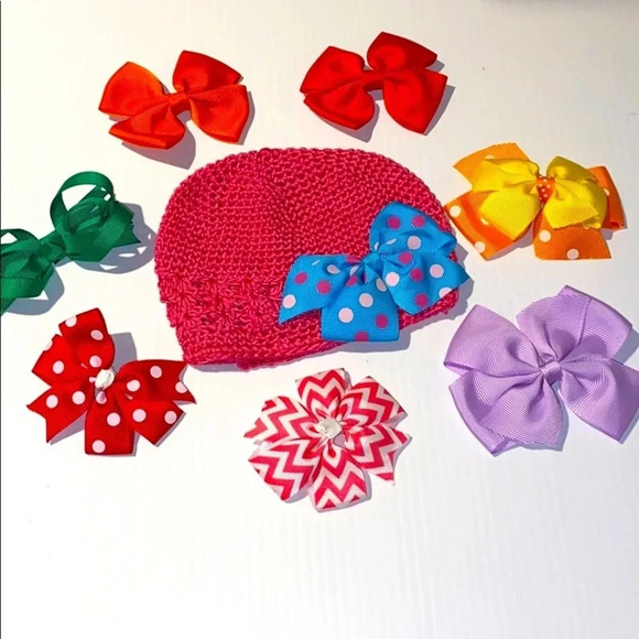 8 BOUTIQUE BOWS NEW GIRLS BABY PINK HAT ONE SIZE - Picture 2 of 9